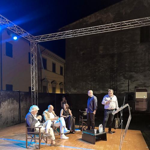 Claudio Francesconi, Annalisa Bugliani e Alberto Giovannetti per l'evento di Nicola Lattanzi e Andrea Pezzi a Pietrasanta Cult